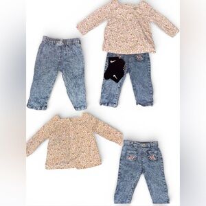 Carters Floral Top and Denim Pants Set & Nike Socks  (NWOT)